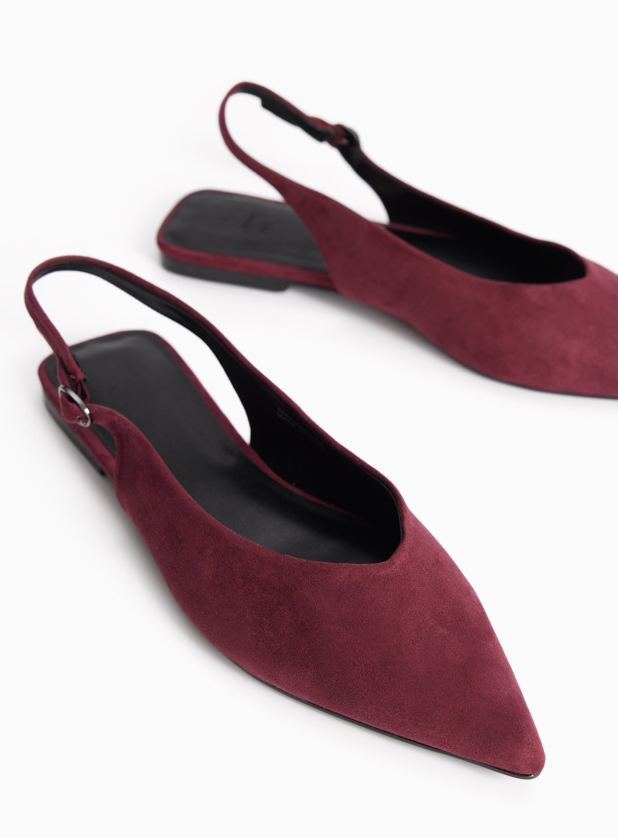 Dark Red Faux Suede Slingback Sandals 4 - Image 1 thumbnail